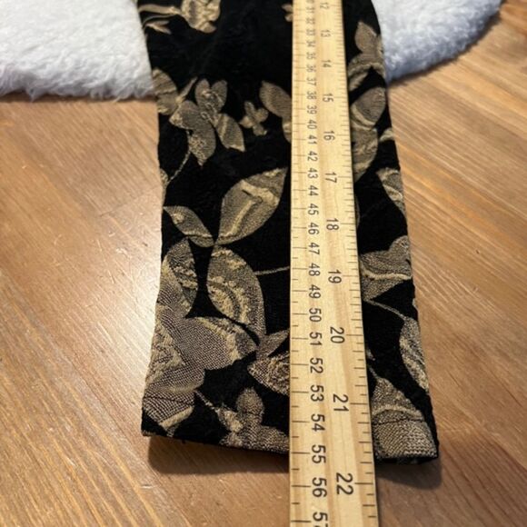 VTG Womens Black Gold Floral Embroidered Midi Dress With Side Slits Size L/XL - Picture 11 of 13